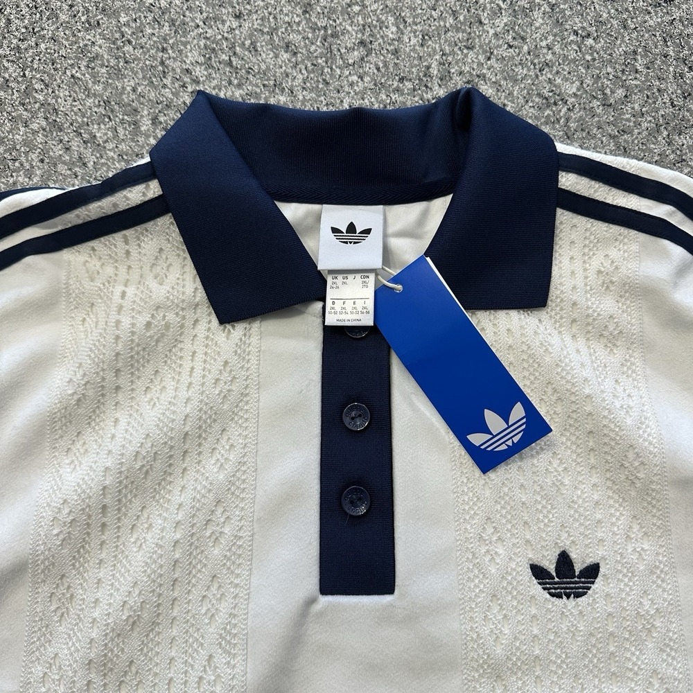 Adidas Originals Soccer Jersey Polo Womens 2XL Velour Crochet Off White KR7651 - Picture 3 of 10